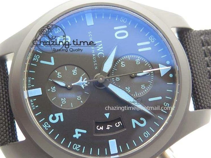 MIROTIME 0113 Comfortable Pilot Chrono IW388003 Real Ceramic ZF 1:1 Best Edition On Black Nylon Strap A 7322